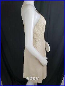 Vintage Vanity Fair Nude Lace Nylon Full Slip Dress Size 38 S Silky Lingerie USA