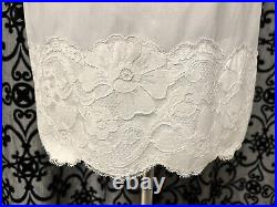 Vintage Vanity Fair White Wide Lace Silky Tricot Nylon Full Dress Slip 36 S