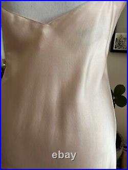 Vintage Victoria's Secret 100% Silk Long Blush Slip Dress Gown Size Medium