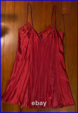 Vintage Victoria's Secret 90's Red 100% Silk Slip Nightgown Dress Size Large