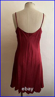 Vintage Victoria's Secret 90's Red 100% Silk Slip Nightgown Dress Size Large