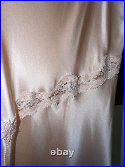 Vintage Victoria's Secret Peach 100% Silk + Lace Slip Maxi Dress (M)