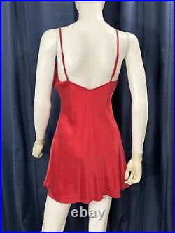 Vintage Victoria's Secret Silk Label 100% Silk Slip Nightgown Size M Red