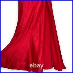 Vintage Victoria's Secret Silk Maxi Dress M Gold Label Halter Slip Backless Red