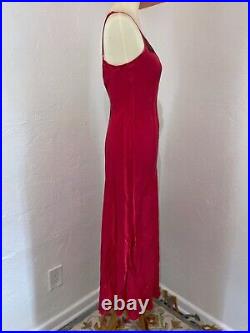 Vintage Victoria's Secret Slip Silk Maxi Dress Red Black Y2K Sm