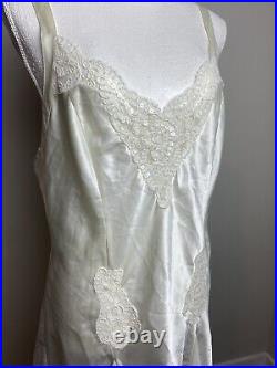 Vintage Victoria's Secret White Satin Ivory Lace Bridal Slip Dress Large