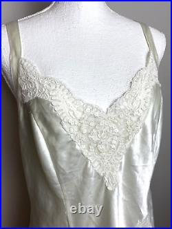 Vintage Victoria's Secret White Satin Ivory Lace Bridal Slip Dress Large