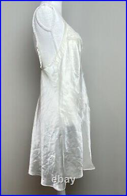 Vintage Victoria's Secret White Satin Ivory Lace Bridal Slip Dress Large