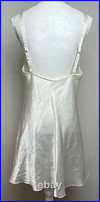 Vintage Victoria's Secret White Satin Ivory Lace Bridal Slip Dress Large