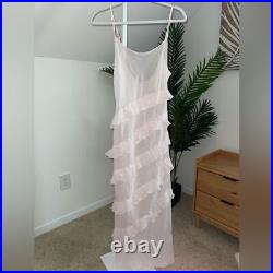 Vintage Victoria's Secret ruffles chiffon long slip dress in ballet pink M