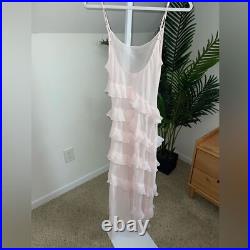 Vintage Victoria's Secret ruffles chiffon long slip dress in ballet pink M