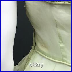 Vintage Victorian Petticoat Slip Dress Green Sheer Western Bustle RARE S / M