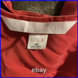 Vintage Victorias Secret 100% Silk Long Red Slip Dress Size XS