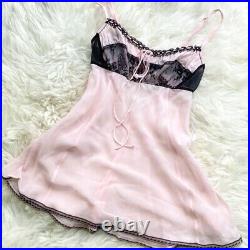 Vintage Victorias Secret 100% Silk Pink Milkmaid Slip Dress Size Medium