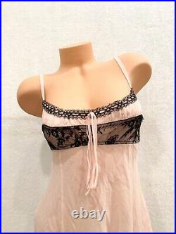 Vintage Victorias Secret 100% Silk Pink Milkmaid Slip Dress Size Medium