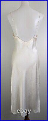 Vintage Victorias Secret Bias Cut Silk Slip Dress Nightgown Low Back Ivory M