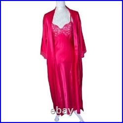 Vintage Victorias Secret Slip Dress and Robe Barbiecore Hot Pink Maxi Set