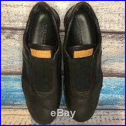 Vintage Weaved Mens Louis Vuitton LV Slip On Black Leather Shoes 8.5 Loafers