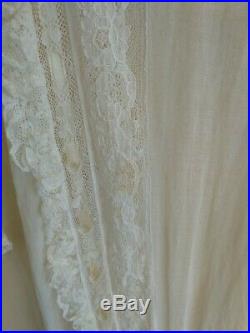 Vintage Wedding Dress Lace w Matching Slip 100% Superfine Cotton Off White Sz XS