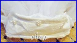Vintage Wedding Dress Veil slip XLONG train lace beads puffy sleeves gorgeous 8