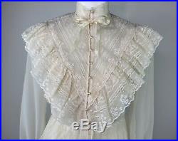 Vintage Wedding Slip Dress Size 7/8 Long Sleeve Lace Jacket 2pc Cream Colored