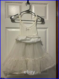Vintage White Lace Girls Dress Size 8 Pageant Party Her Majesty Slip 1950s 1960s