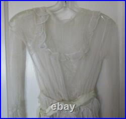 Vintage White Sheer Lace & Net Tulle Dress 1920's