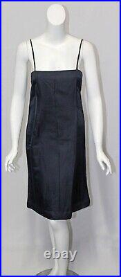 Vintage Womens Handmade Navy Blue Satin Slip Dress