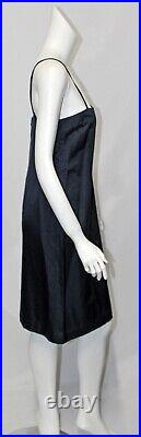 Vintage Womens Handmade Navy Blue Satin Slip Dress