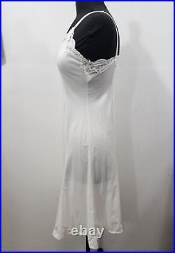 Vintage Wondermaid Cream Nylon Satin Lace Full Slip Dress Women's 36 Made USA