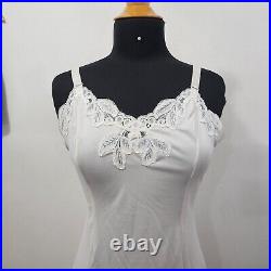 Vintage Wondermaid Cream Nylon Satin Lace Full Slip Dress Women's 36 Made USA