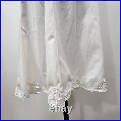 Vintage Wondermaid Cream Nylon Satin Lace Full Slip Dress Women's 36 Made USA