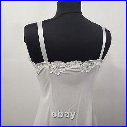 Vintage Wondermaid Cream Nylon Satin Lace Full Slip Dress Women's 36 Made USA