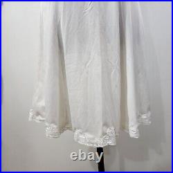 Vintage Wondermaid Cream Nylon Satin Lace Full Slip Dress Women's 36 Made USA