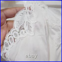 Vintage Wondermaid Cream Nylon Satin Lace Full Slip Dress Women's 36 Made USA