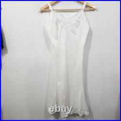 Vintage Wondermaid Cream Nylon Satin Lace Full Slip Dress Women's 36 Made USA