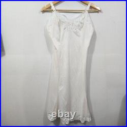 Vintage Wondermaid Cream Nylon Satin Lace Full Slip Dress Women's 36 Made USA