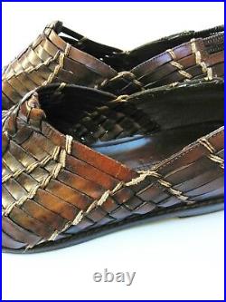 Vintage Woven Leather Cole Haan Resort Mens Weave Slip On Shoes 7.5 B Sandals