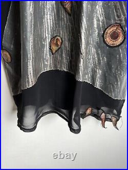 Vintage Y2K 00s Italian Midi Dress Fish Shell Appliqué Dress Designer Size M 10