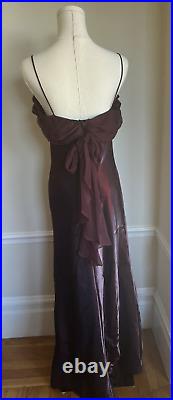 Vintage Y2K 90s Aspeed USA Maroon Shiny Slip Dress Maxi Gown Made in USA L