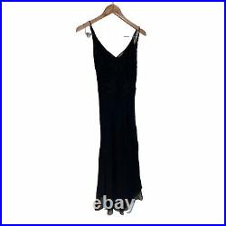 Vintage Y2K Betsey Johnson Black Beaded Silk Slip Dress 4