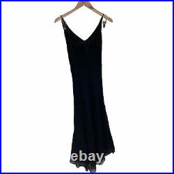 Vintage Y2K Betsey Johnson Black Beaded Silk Slip Dress 4