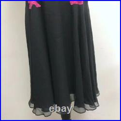 Vintage Y2K Betsey Johnson Black Lace Silk Midi Slip Evening Dress