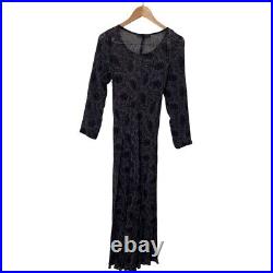 Vintage Y2K Betsey Johnson Purple Black Maxi Sheer Slip Dress M