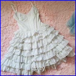 Vintage Y2K Betsey Johnson White Ruffled Lace and Tulle Tea Party Dress 8 Med