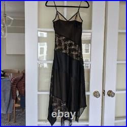 Vintage Y2K Black Silk Slip & Floral Lace Dress