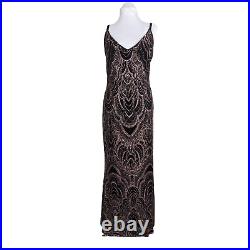 Vintage Y2K Jump Apparel Maxi Slip Dress Gown Prom Evening Metallic Black 16W