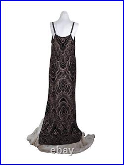 Vintage Y2K Jump Apparel Maxi Slip Dress Gown Prom Evening Metallic Black 16W