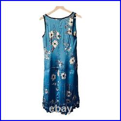 Vintage Y2K Karen Millen Size 12 Green Floral Chinoiserie Stretch Slip Dress