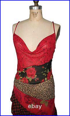 Vintage Y2K Victoria Secret Rare Lingerie Slip Dress Size Large floral cheetah